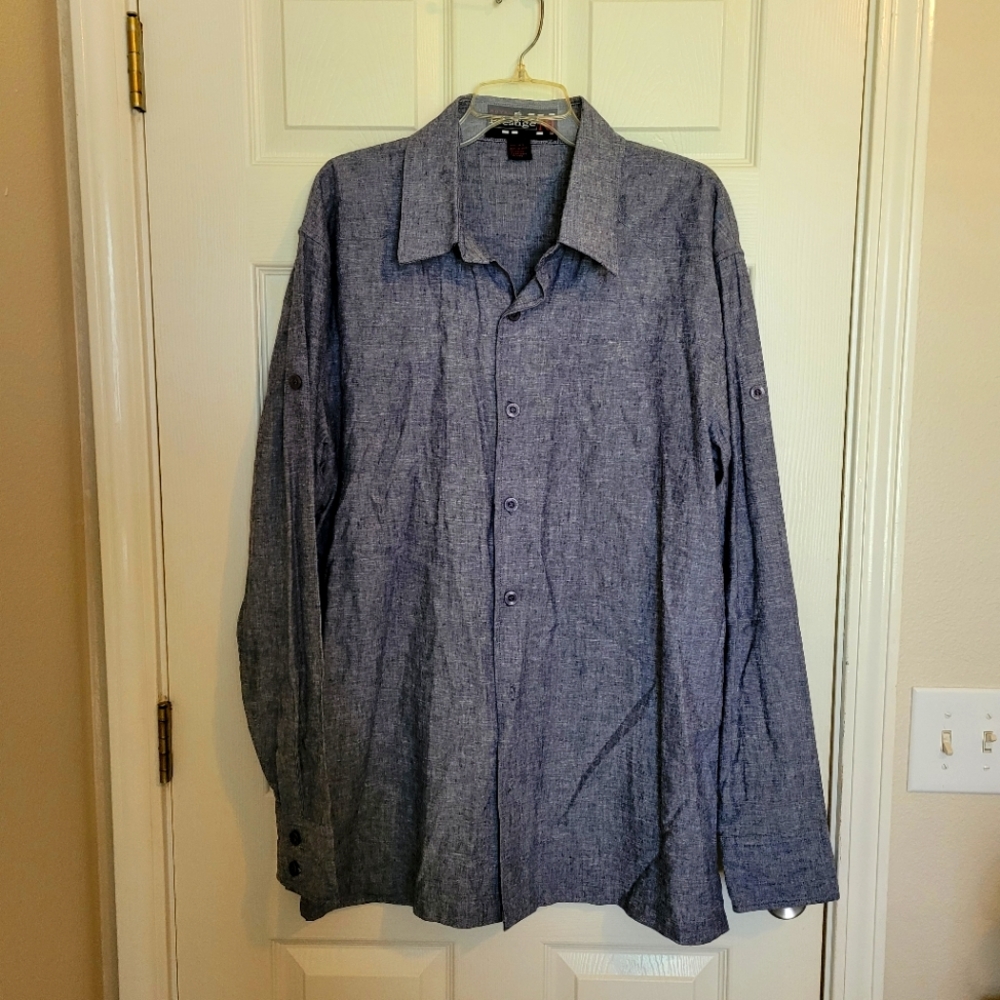 Royal Prestige long sleeve button down blue shirt size L